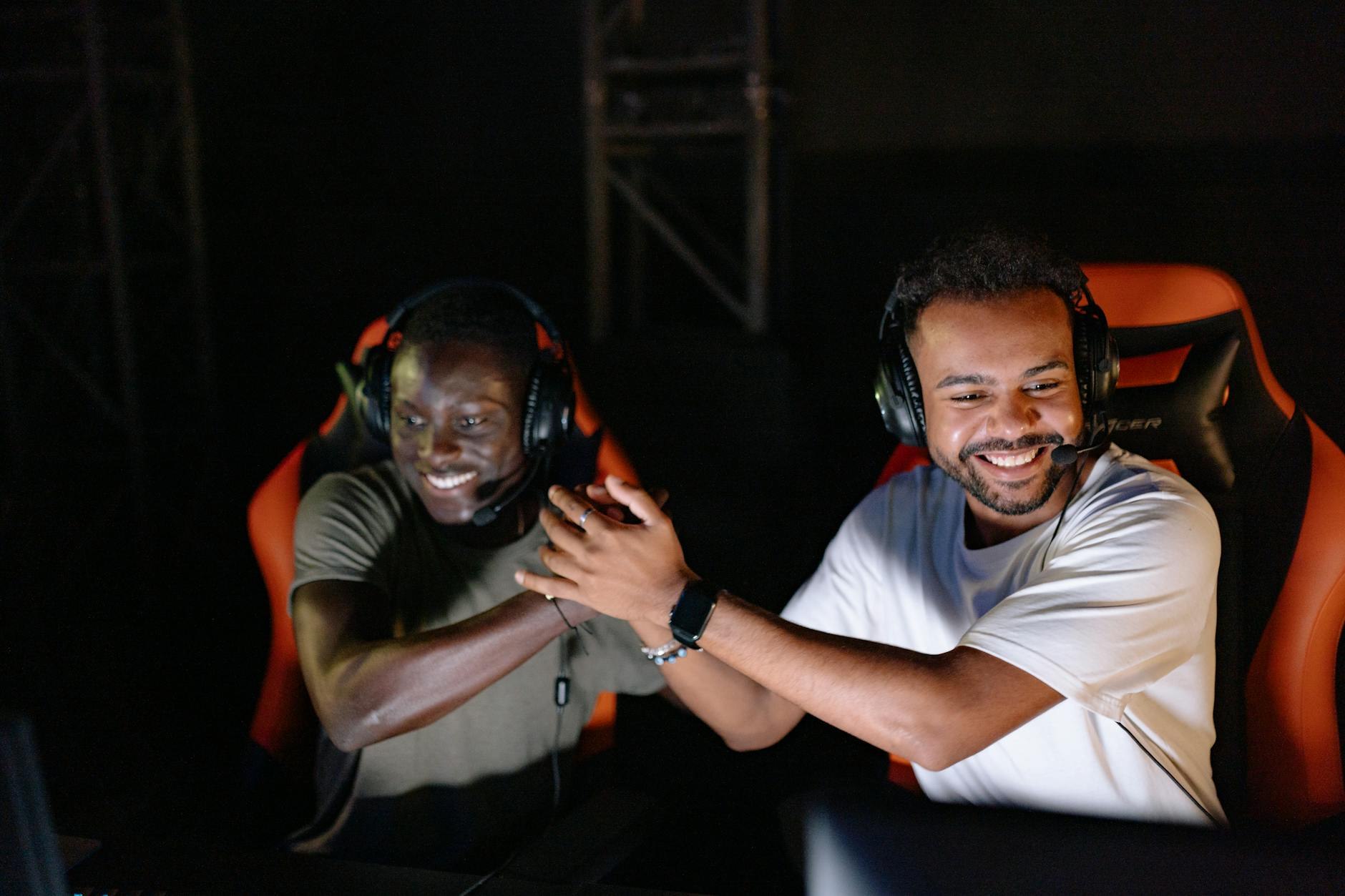 Team reviewing match footage and strategy in voice chat